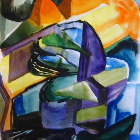 Abstract Study, watercolor on paper, 9 by 7.5 in. Emilia Kallock 2009