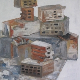Bricks, oil on canvas, 28 by 21 in. Emilia Kallock 2005