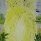 Yellow Burst, watercolor and ink on paper, 24 by 17 in. Emilia Kallock 2005