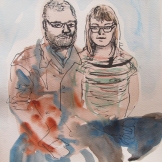 Chris and Erin Save The Date 1, watercolor on paper, 7 by 5 in. Emilia Kallock 2014