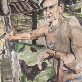 Cuban Farmer, watercolor on paper, 28 by 20 in. Emilia Kallock 1998
