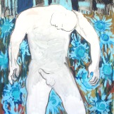 Man in City Aroused, acrylic on paper, 56 by 42, Emilia Kallock 2002