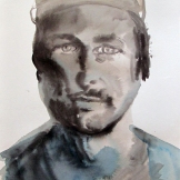 Miguel Miggs, watercolor on paper, 35 by 28 in. Emilia Kallock 2014