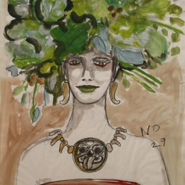 Muse 39, watercolor on paper, 32 by 22 in. Emilia Kallock 2002