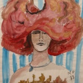 Muse 33, watercolor on paper, 32 by 22 in. Emilia Kallock 2002