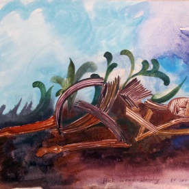 Stick Woman 2, watercolor on paper, 8 by 11 in. Emilia Kallock 2014