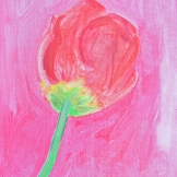Tulip 11, acrylic and glitter on canvas, 9 by 7 in. Emilia Kallock 2016