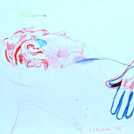 Steven Sleeping, watercolor pencil on paper, Emilia Kallock 2015