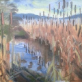 Turtle Island (Estuary Painting), oil on canvas, 7 by 9 in. Emilia Kallock, 2020
